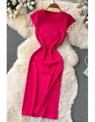 Fashion Lady Office Knitted Dress Brief Elegant Bodycon Split Dress